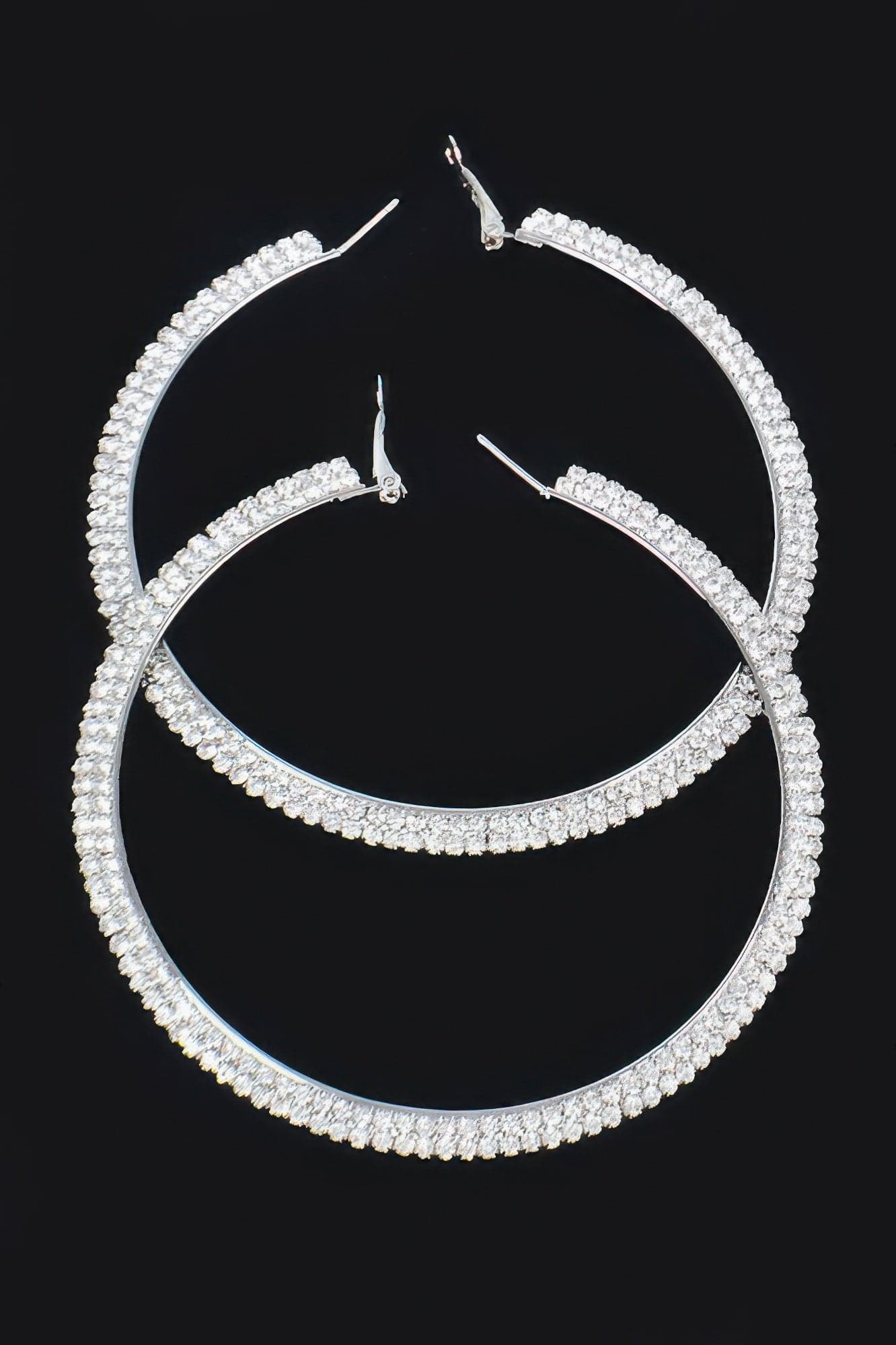 Rhinstone Hoop Earring - Gold Clear
