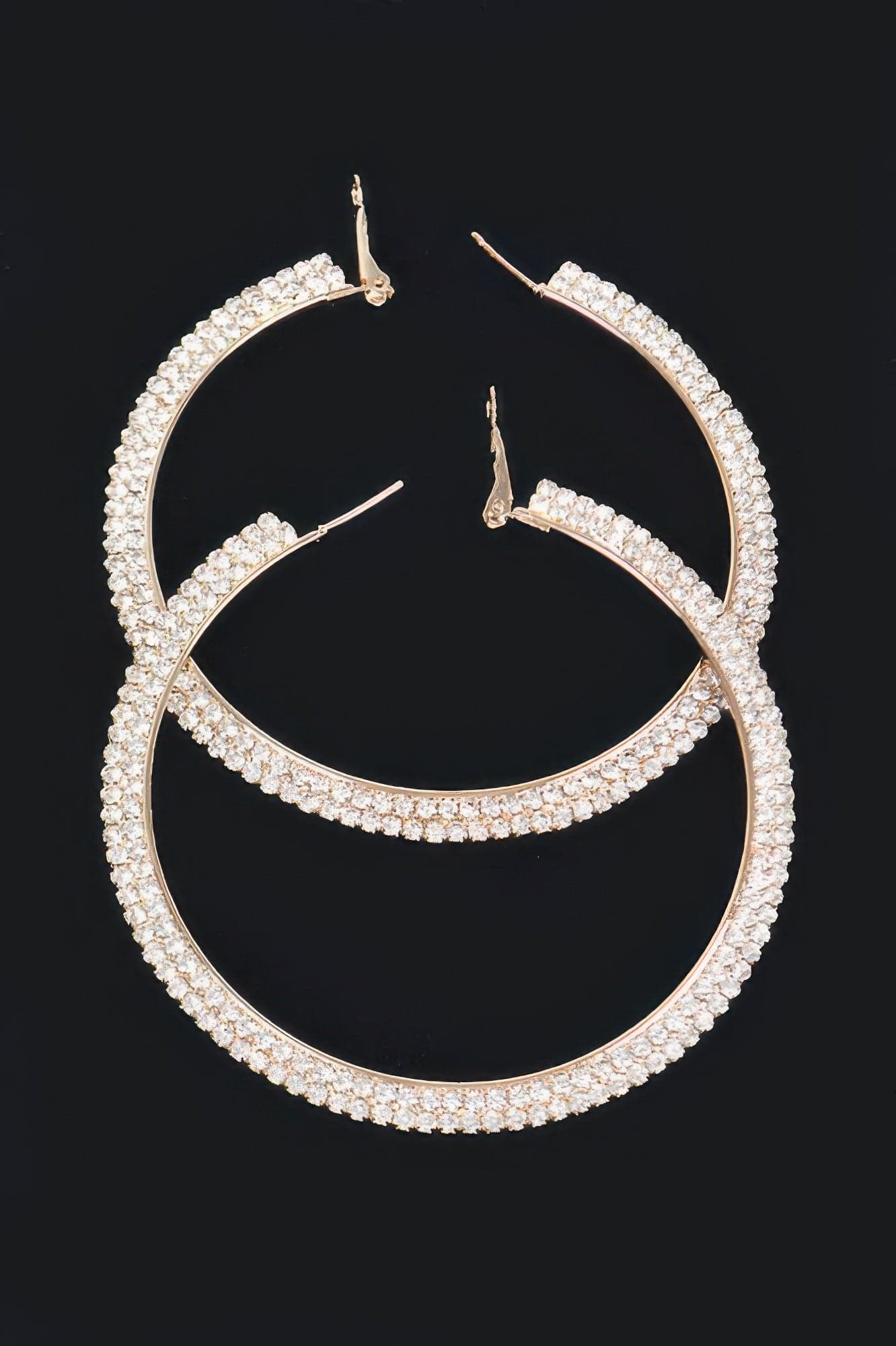 Rhinestone Hoop Earring - Gold Clear