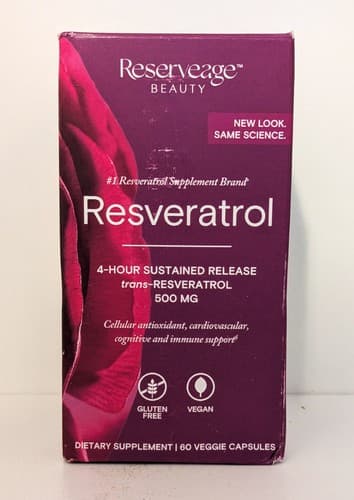 Reserveage Beauty Resveratrol - 500 mg - 60 Veggie Caps - EXP 9/28 - NEW