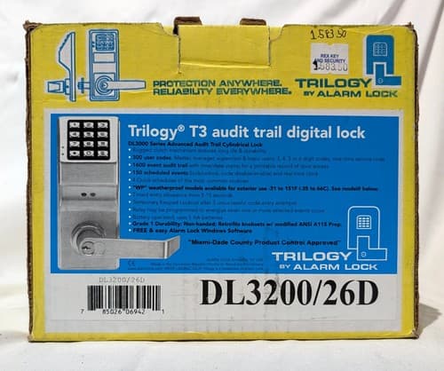 Alarm Lock Trilogy T3 Audit Trail Digital Lock DL3200/26D - NEW