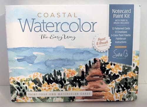 Coastal Watercolor Paint-Your-Own Cards Notecard Paint Kit w/Paint & Brush - NEW