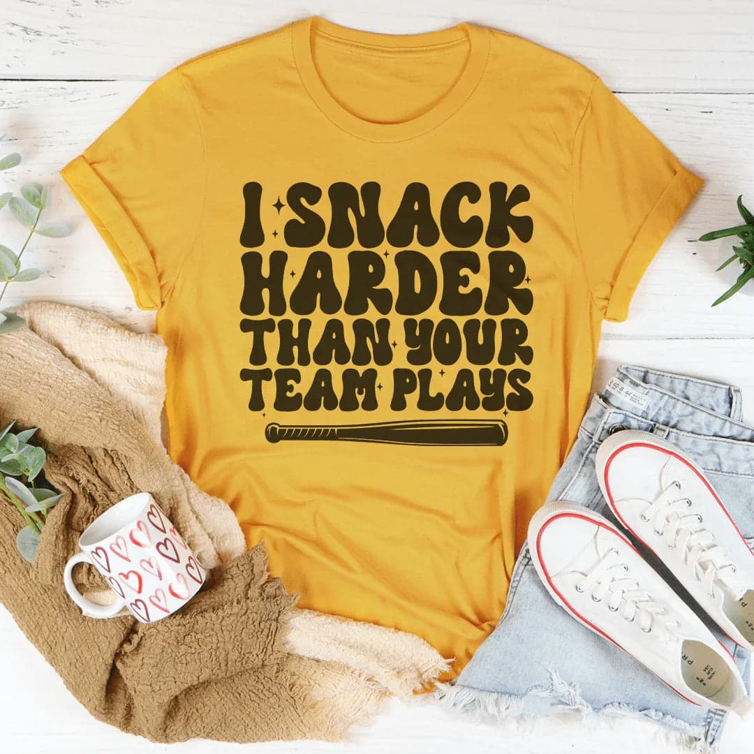 I Snack Harder Than Your Team Plays Tee - Athletic Heather / S