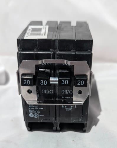 Eaton BQC220230 1-20 Amp & 1-30 Amp 2-Pole Quad Circuit Breaker - NEW