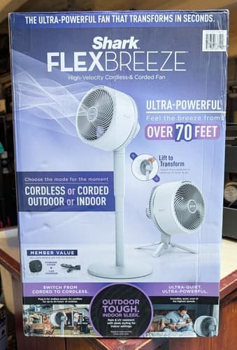 Shark FlexBreeze Cordless Fan w/Pedestal & Tabletop Mounts, UH205 - NEW