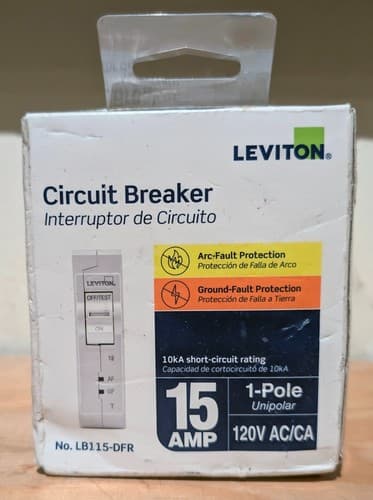Leviton R12-LB115-DFR 15A 1-Pole Plug-on AFCI/GFCI Branch Circuit Breaker - NEW