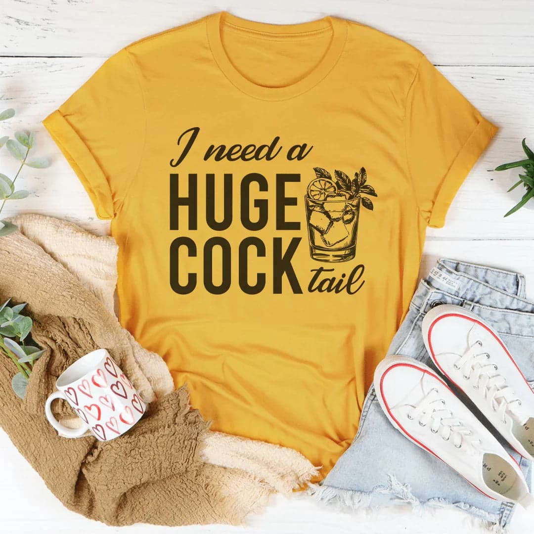 I Need A Huge Cock Tail Tee - Athletic Heather / M