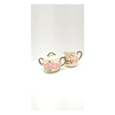 Vintage El Rancho Desert Rose Pre-Franciscan(1930s) Sugar + Creamer /w Lid