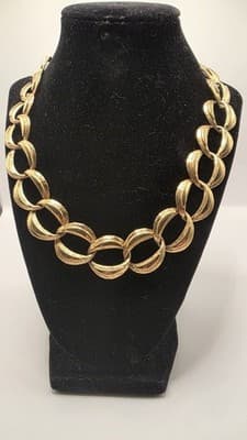 Vintage Napier Necklace Gold Tone Chunky Curb Chain Textured Links Signed 20'...