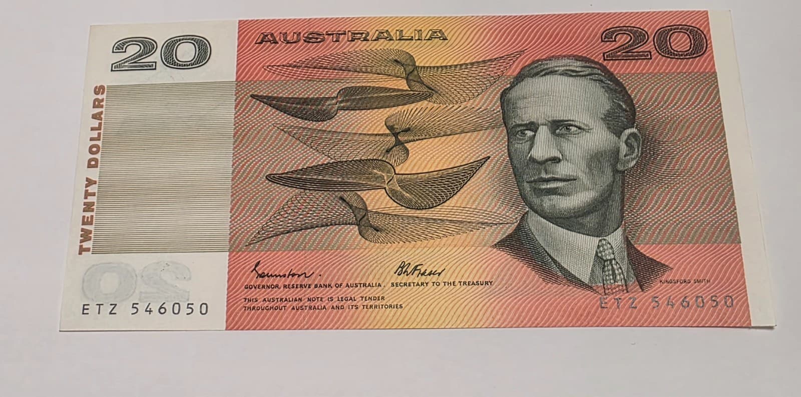 1985 Australia 20 Dollars Paper Banknote Johnston/Fraser Prefix ETZ Hargrave AU