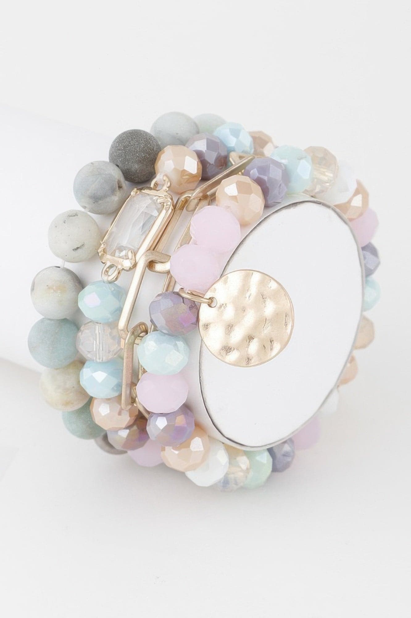 Multi Stone Crystal Beaded Bracelet - White