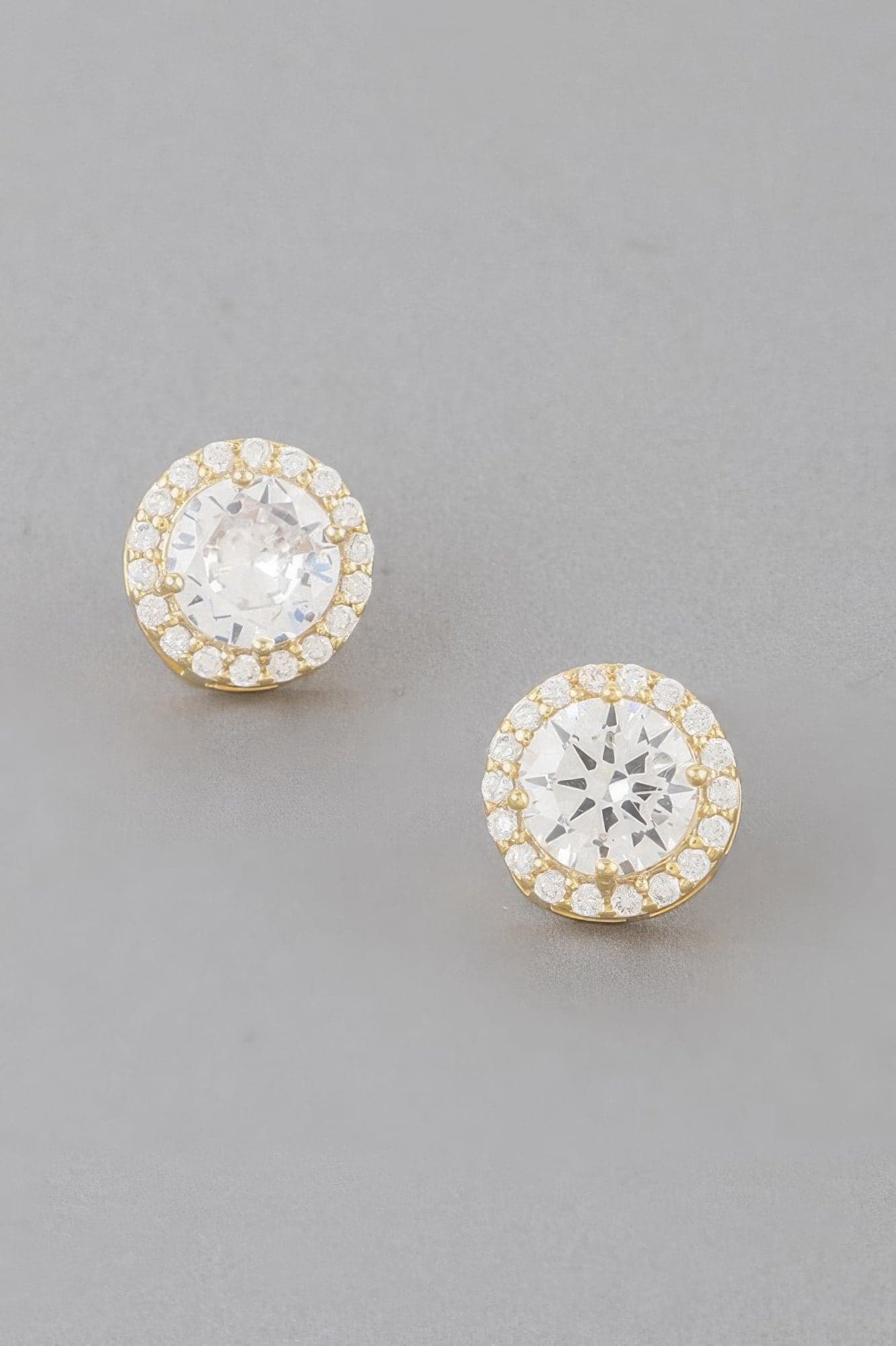 Embedded Round Stud Earrings - Silver Clear