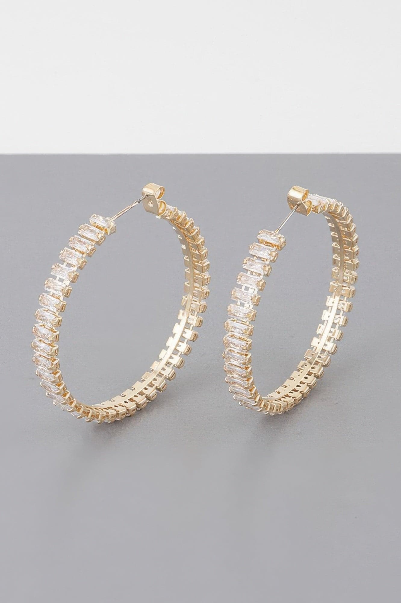 Multi Crystal Hoop Earrings - Silver Clear