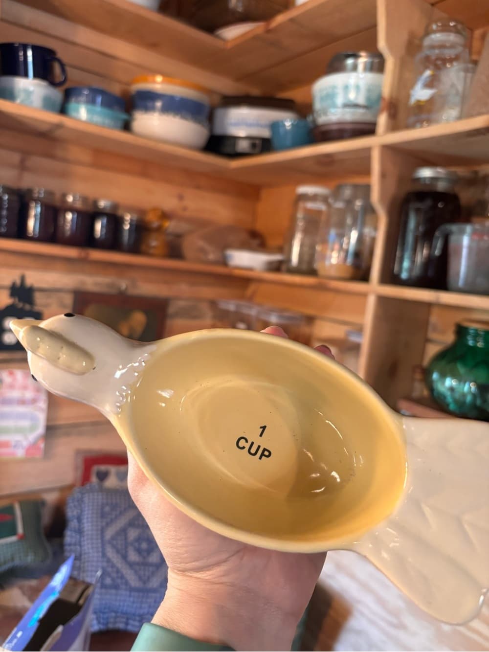 Yellow Ceramic Hen measuring cup - Charming Small hen Kitchen Accent
