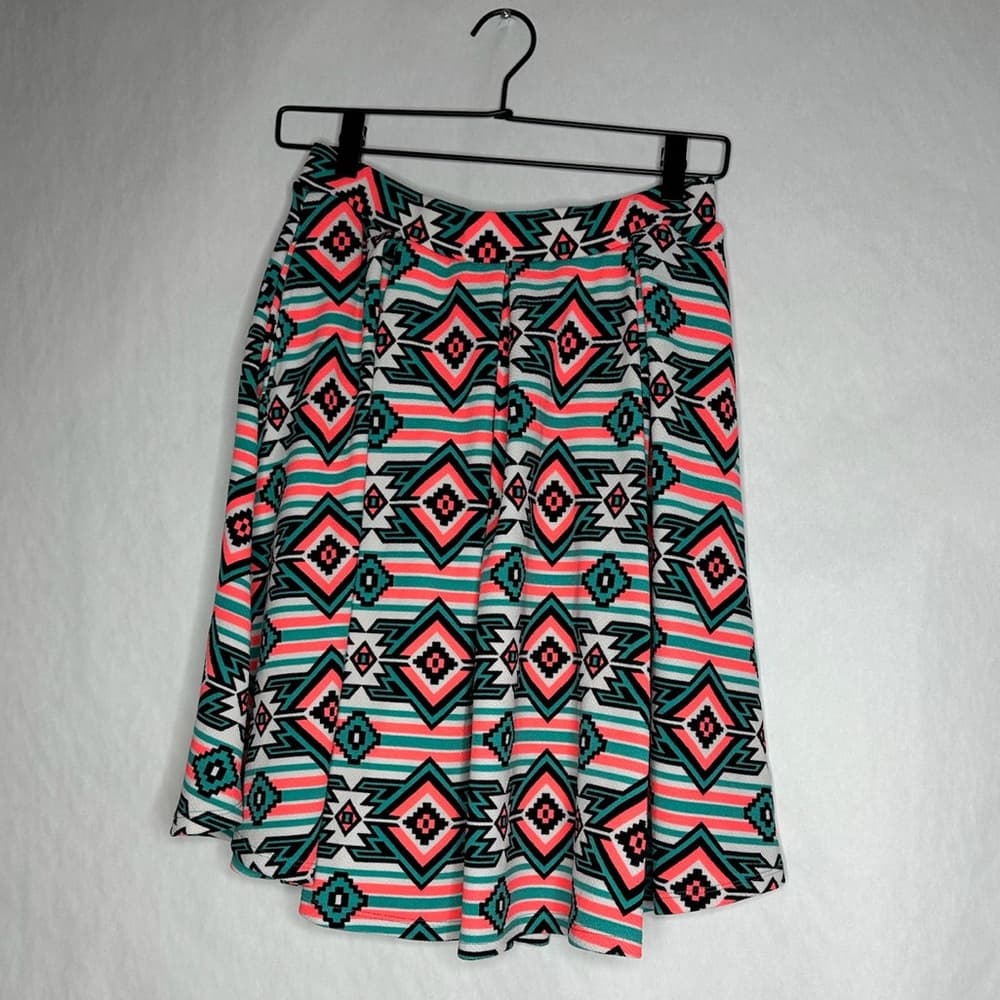 LuLaRoe Madison Geometric Bright Aztec Print A-Line Skirt Size S Coastal Cowgirl
