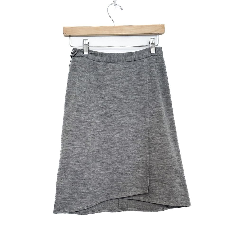 Sonia Rykiel A-line Wool Grey Skirt Slit Back Button Zip Closure Luxury Size 42
