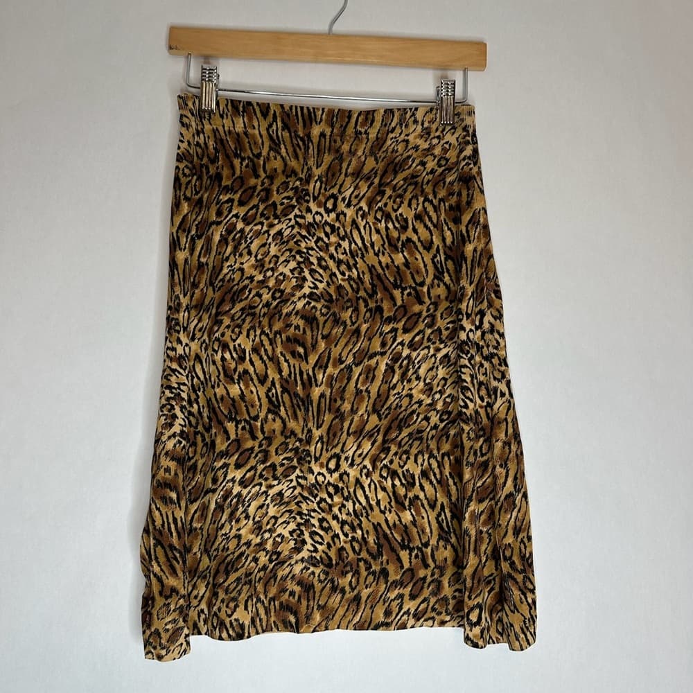 DUÉ per DUÉ Collection Leopard Animal Print A Line Skirt Size Small Office