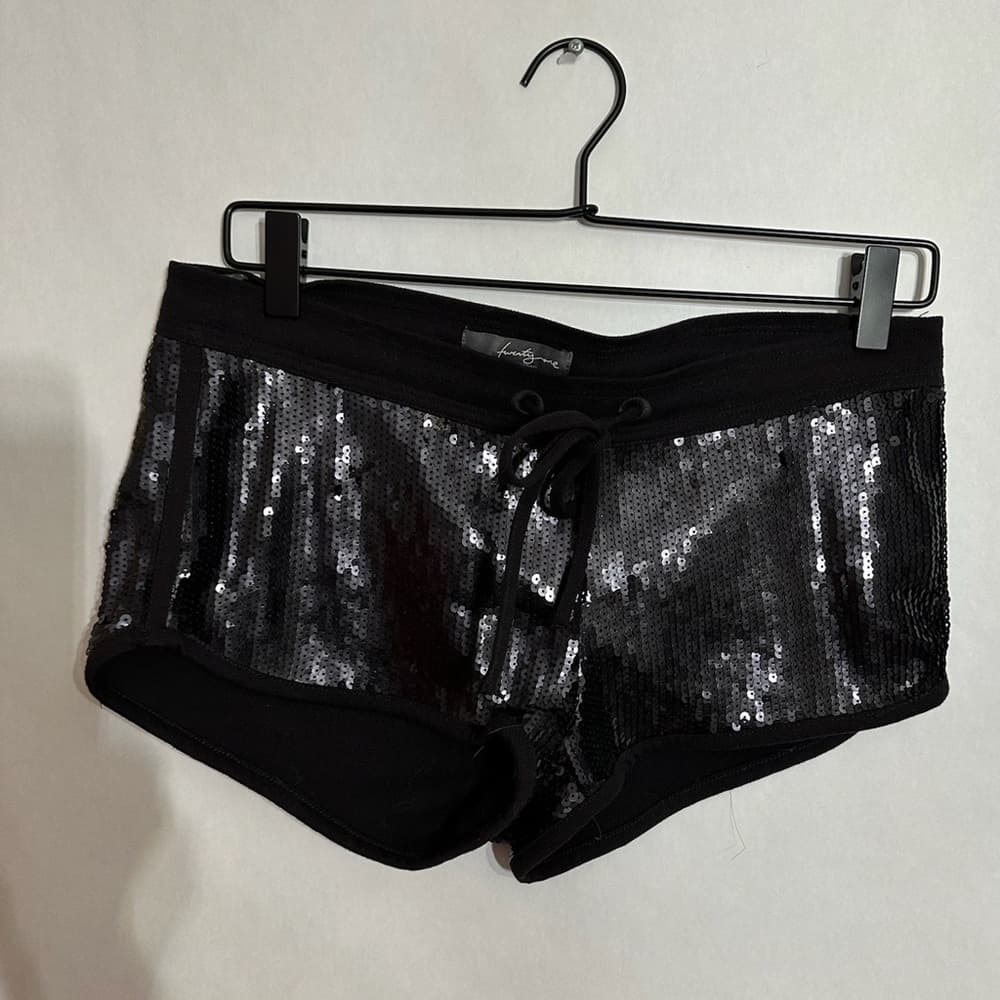 Forever 21 Black Sequin Disco Booty Shorts Size Medium