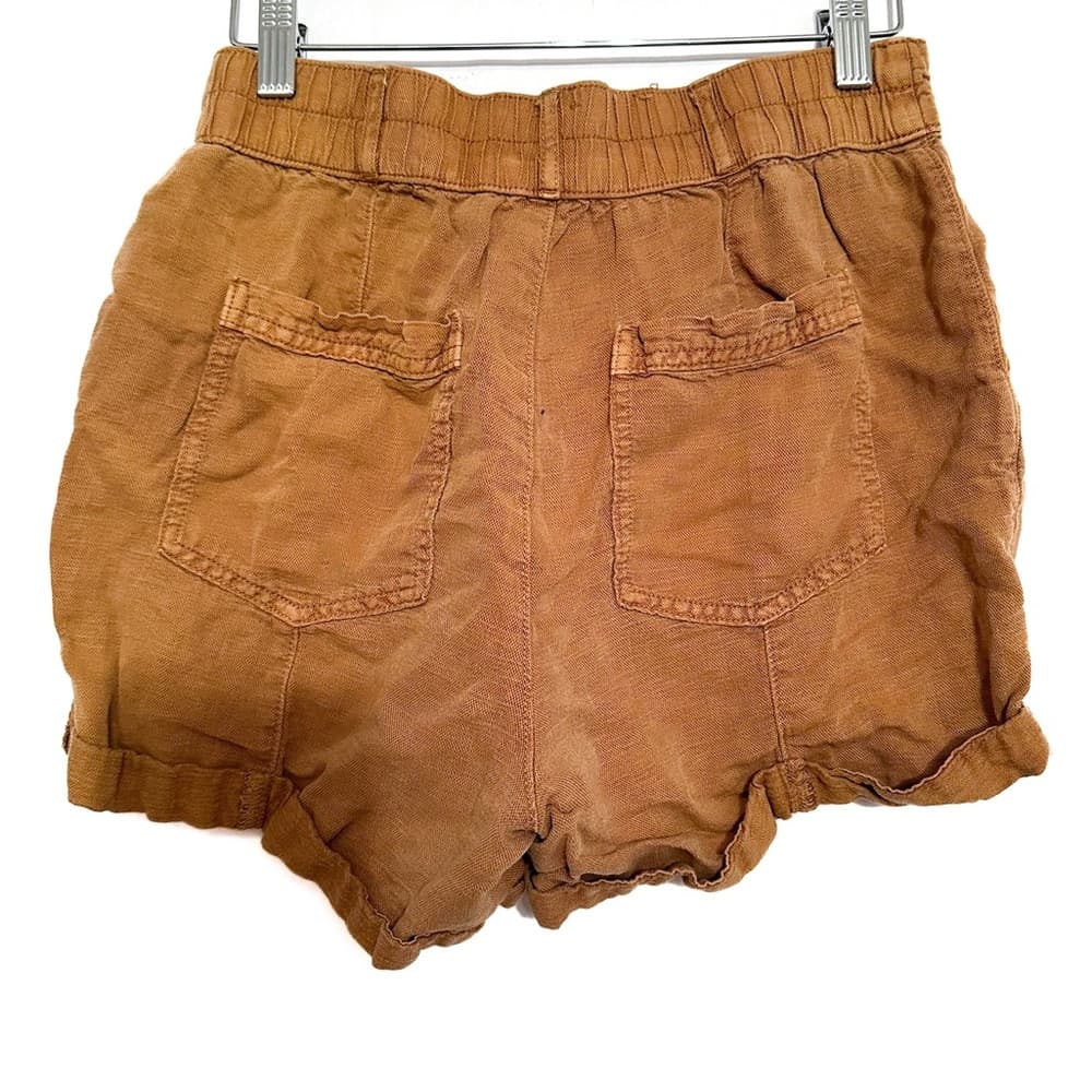 Joie High Rise Linen Blend Double Button Shorts Washed Carmel Brown Size 4
