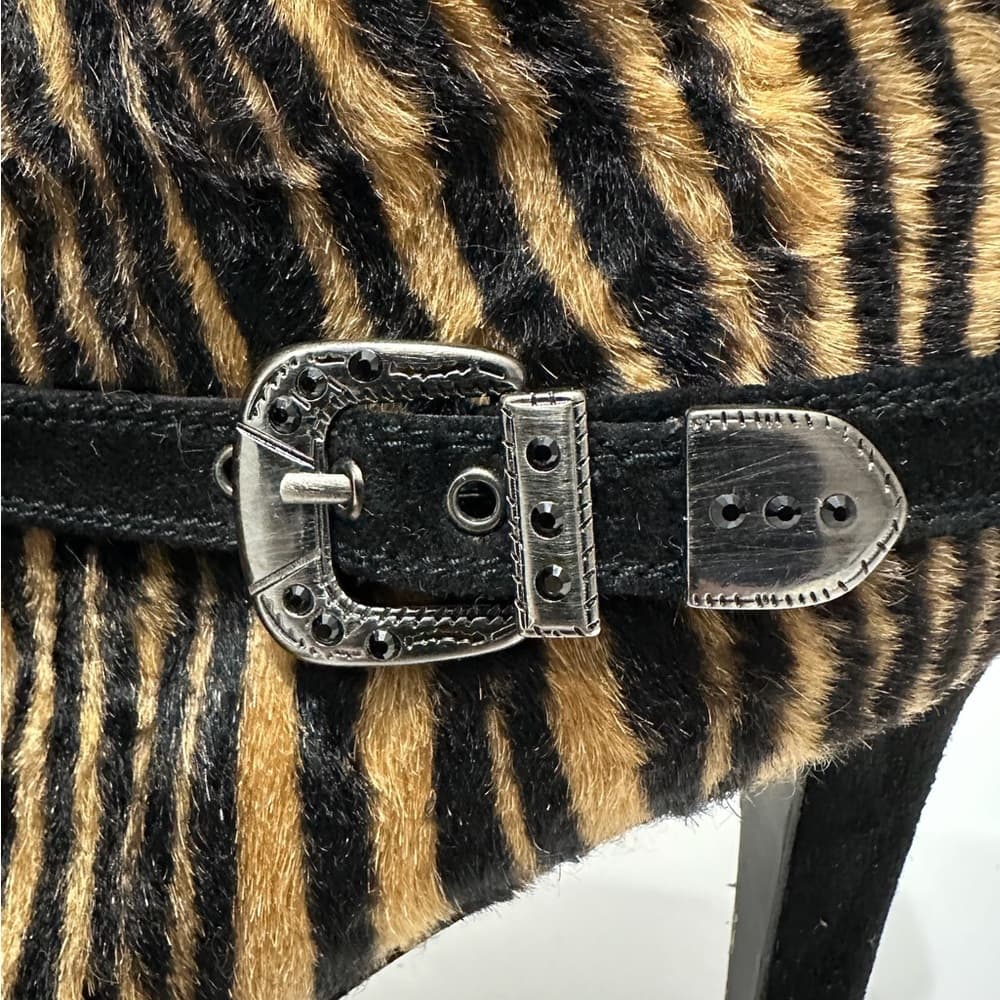 Stuart Weitzman Zebra Print Calf Hair Ankle Boots - Vintage Y2K Womens Size 8