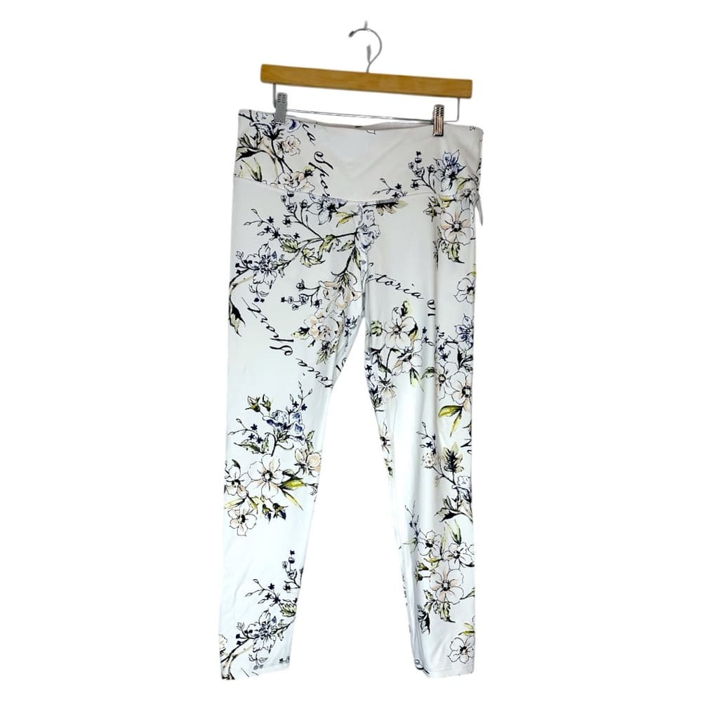 NWT Victoria’s Secret Sport White Floral Knockout Tights Leggings X-Large XL