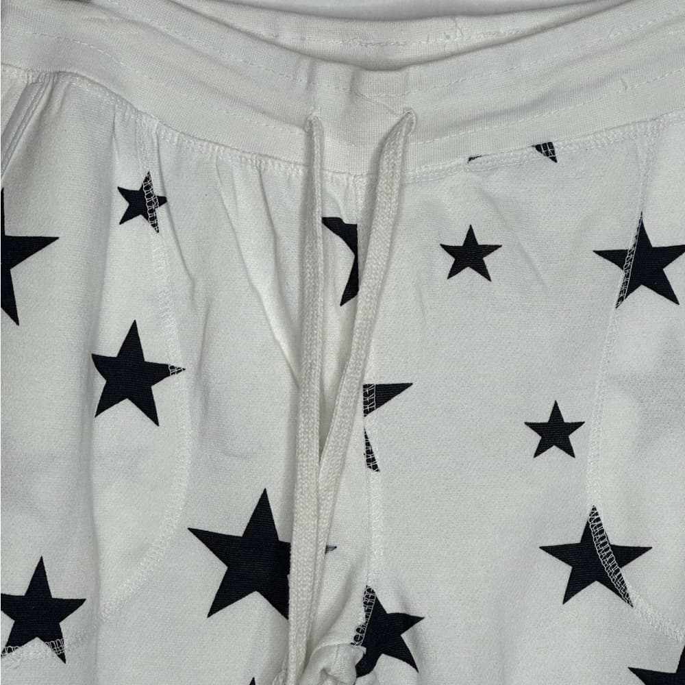 NWT Bloom + Pop White Navy Star Print Jogger Sweatpants Lounge Pants Size Large