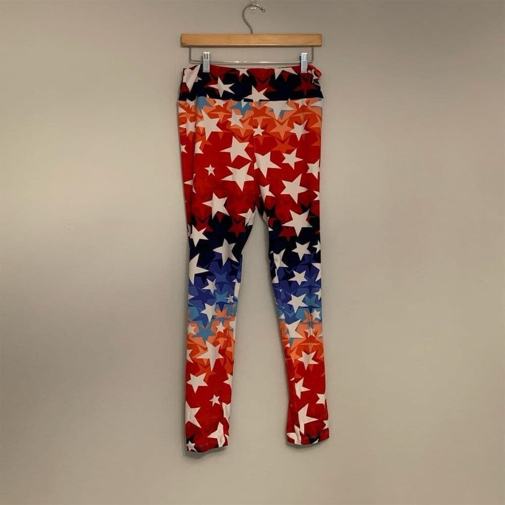 LuLaRoe Leggings Patriotic Stars Red White Blue Women's Tall & Curvy NWOT