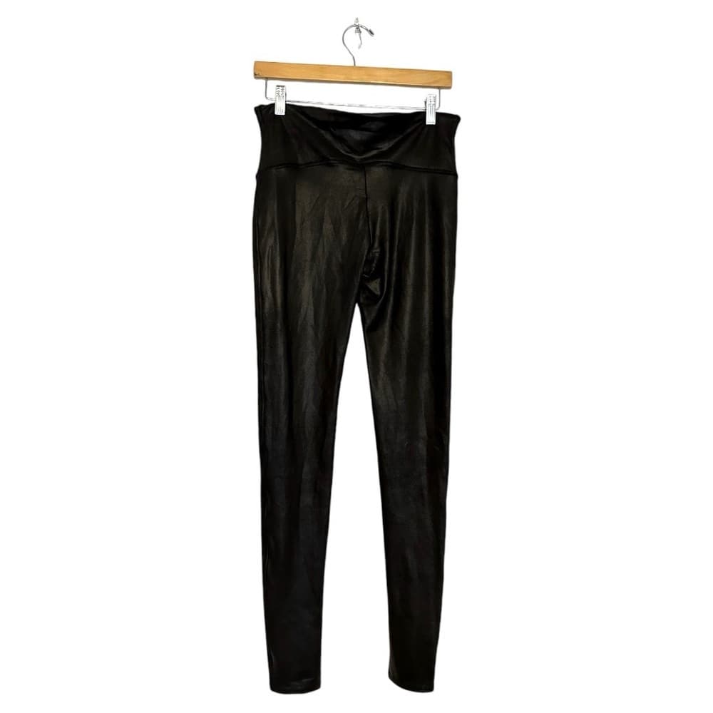 SPANX Faux Leather Look High Waisted Leggings Black Tall XL Shaping Pants