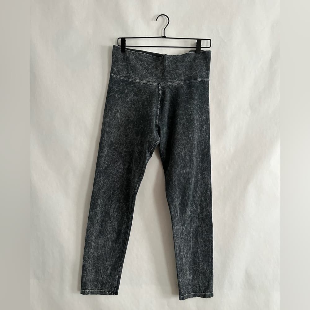 T-Party Black Grey Acid Wash High Rise Leggings Size Large Cotton Blend
