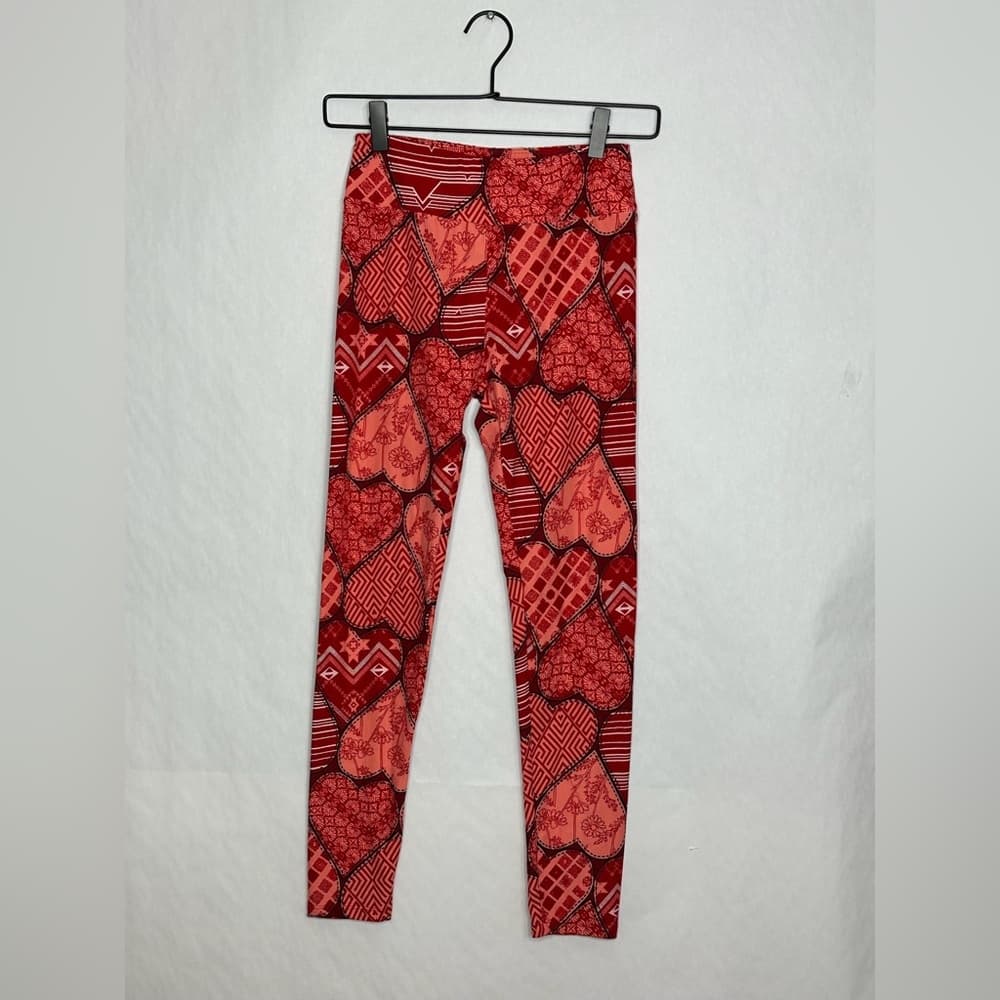 NWT LuLaRoe Leggings Valentine Patchwork Heart Print OS (2-10 One Size)