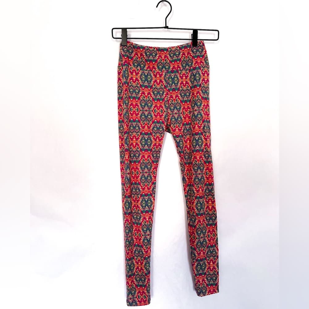 NWOT LuLaRoe Leggings Pink Teal Boho Medallion Tapestry Print One Size OS 2-10