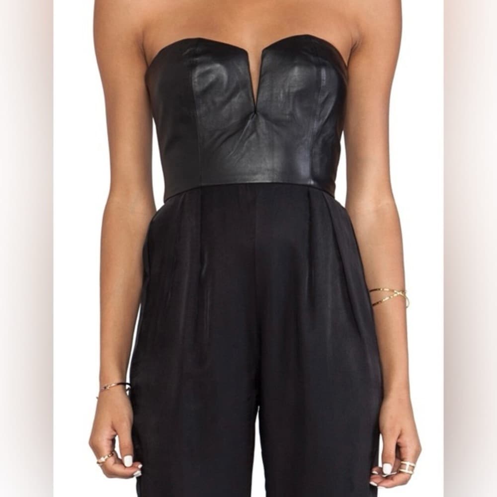 NWT Shakuhachi x Revolve Sculpted Leather Bustier Jumpsuit Womens Size Small