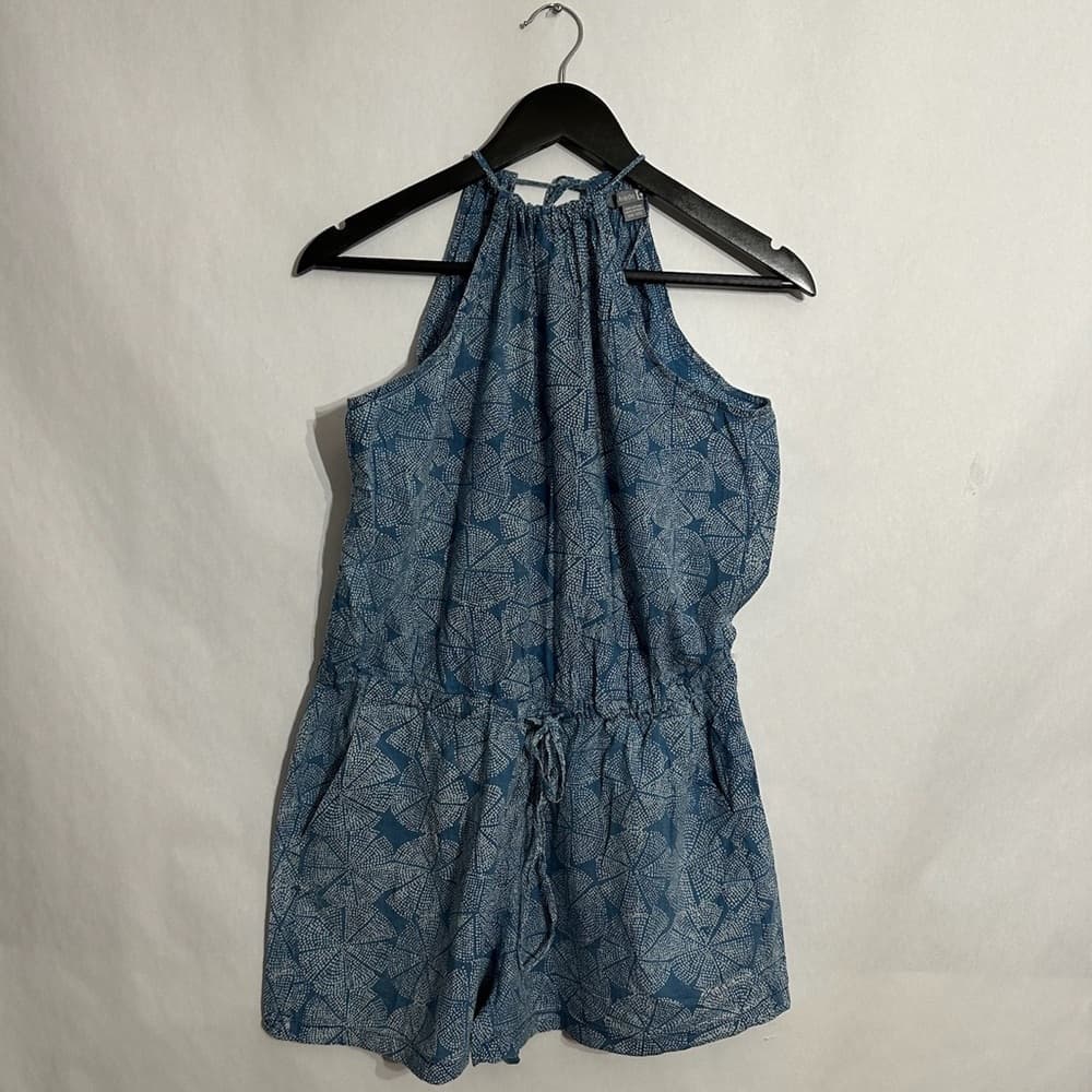 Shade Amour Blue Printed Cotton Halter Romper One Size Great for Travel Bohemian