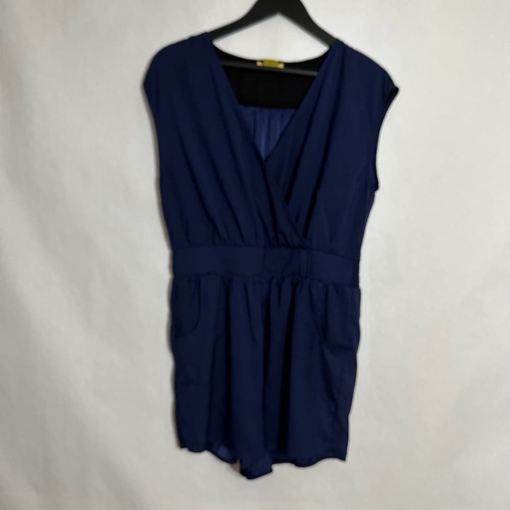Hawks Brand Blue Sleeveless Romper with Pockets Size Large Minimalist Neutral