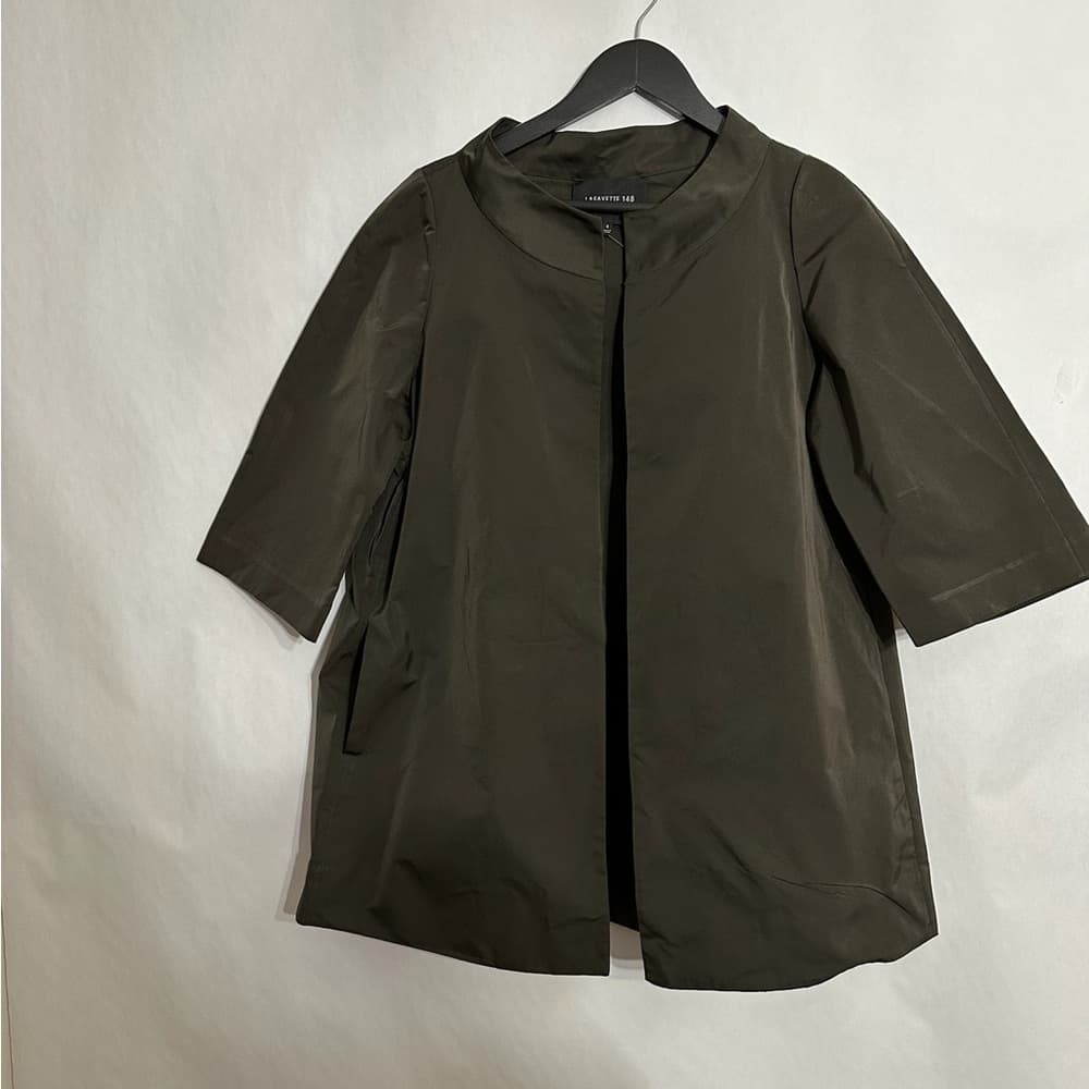 Lafayette 148 New York Olive Green A-Line 3/4 Sleeve Jacket Small Minimalist