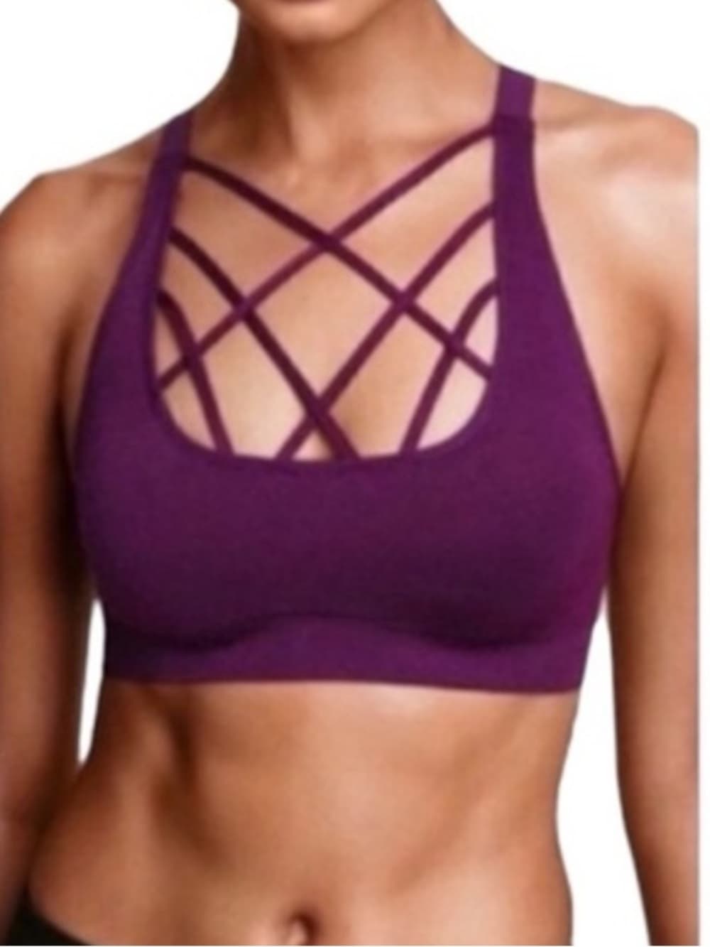 NWT Victorias Secret Sport Crisscross Cage Front Sports Bra Purple Medium