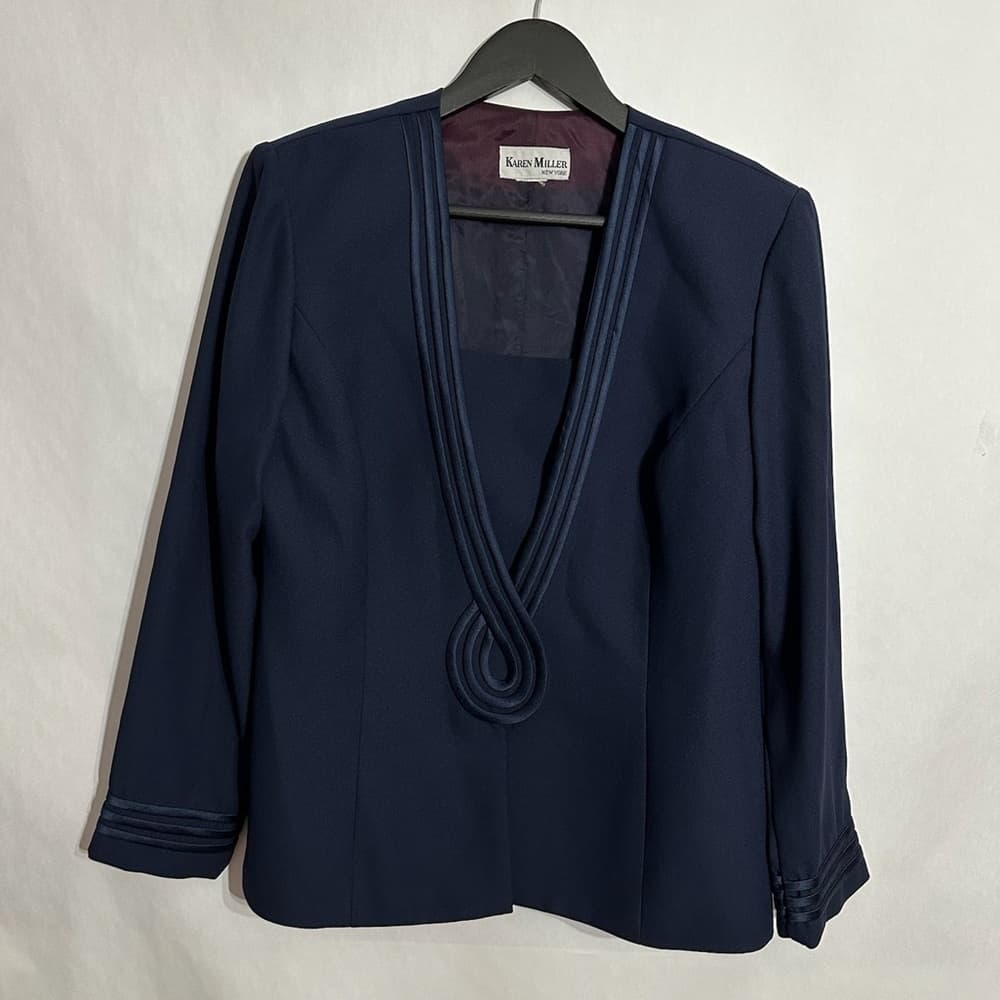 Karen Millen Navy Structured Jacket Blazer Possibly Medium 12 SEE MEASUREMENT