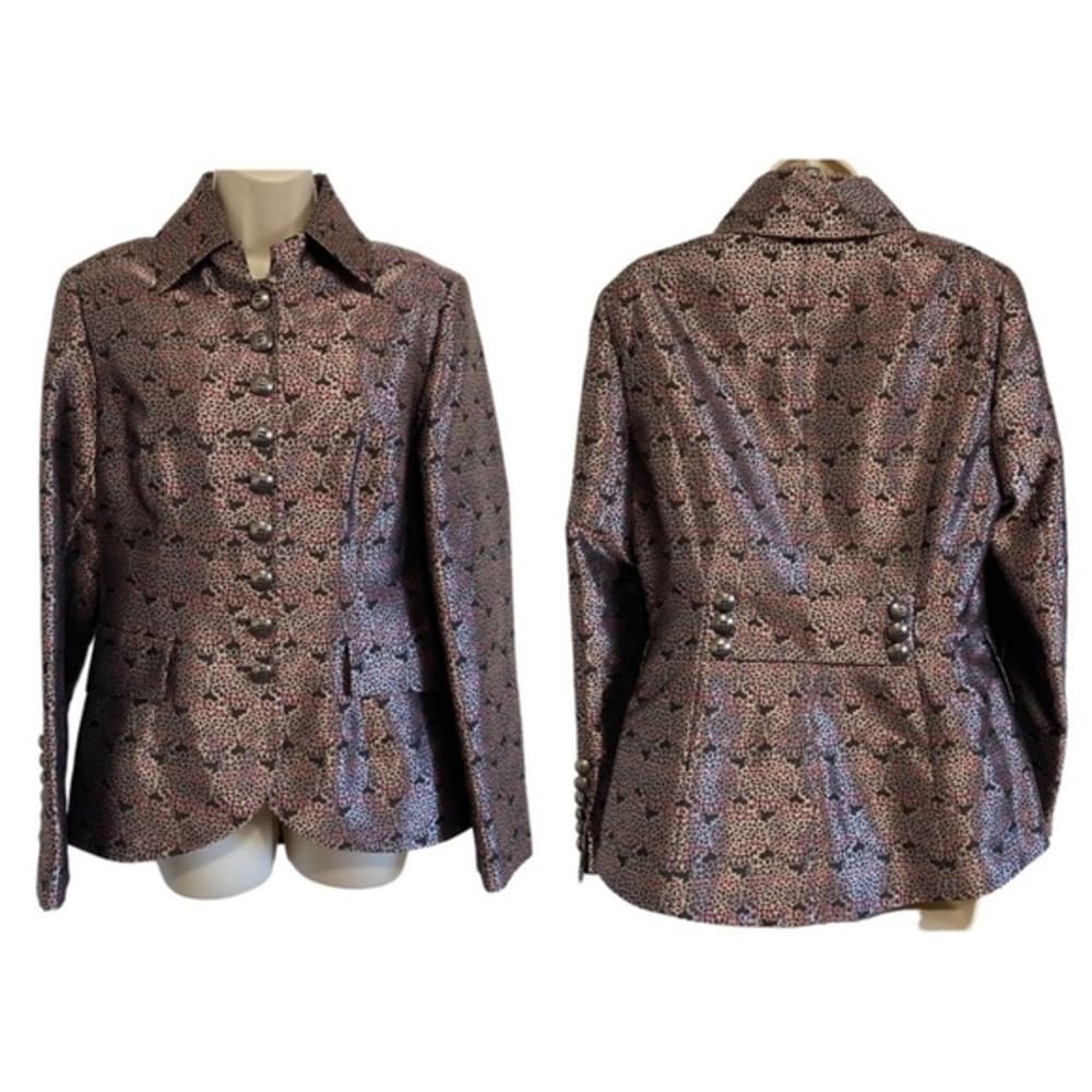 ETCETERA Metallic Printed Button Front Blazer Jacket Size 12
