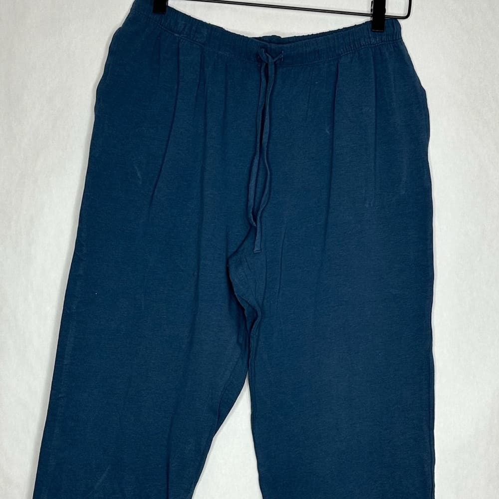 On Gossamer Blue Drawstring Crop Capri Pajama Lounge Pants Size Large Casual