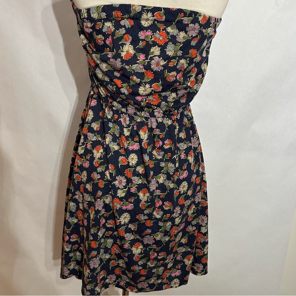 Xhilaration Ruffle Strapless Floral Midi Dress with Bow Detail Size Large