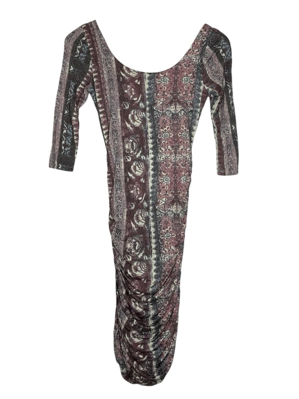 Free People Jasmine Dress Printed Ruched Bodycon Cutout Back XS Bohemian Boho