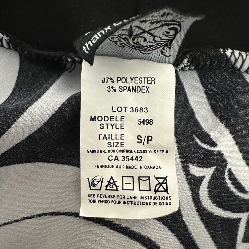 THX Thanx Collection Black White Strapless Swirl Print Tube Dress Y2K Size Small
