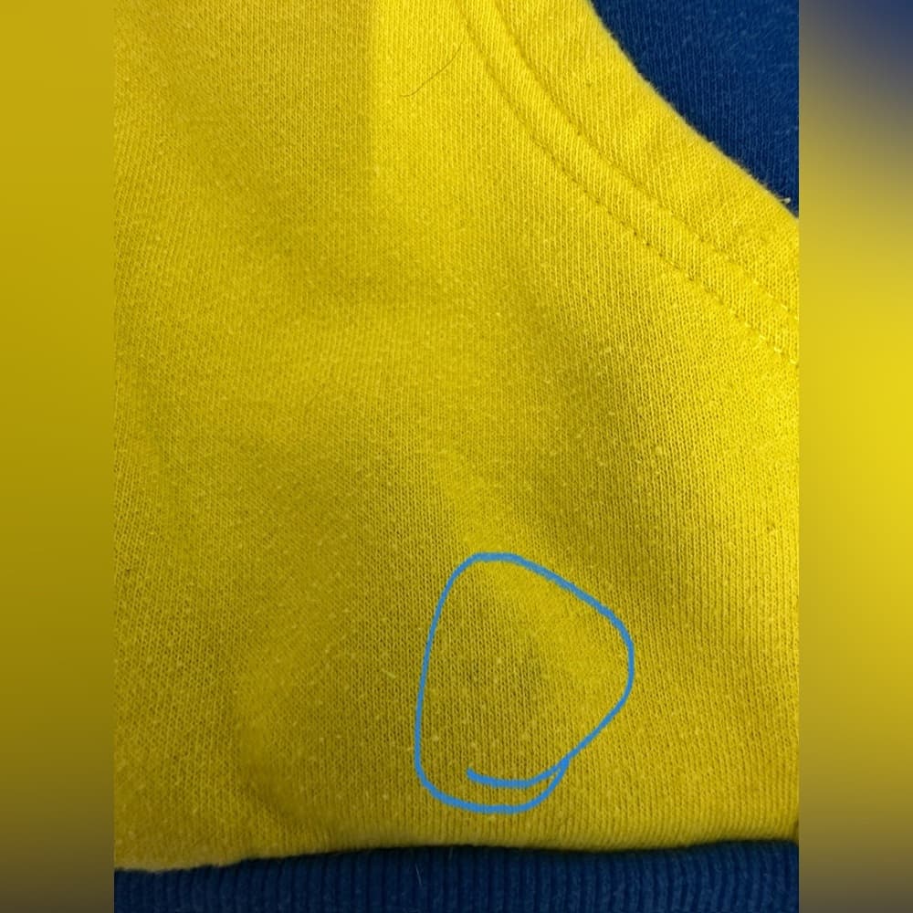 Pac-Man Colorblock Hoodie with Yellow Pocket – Size Small Gamercore Y2K