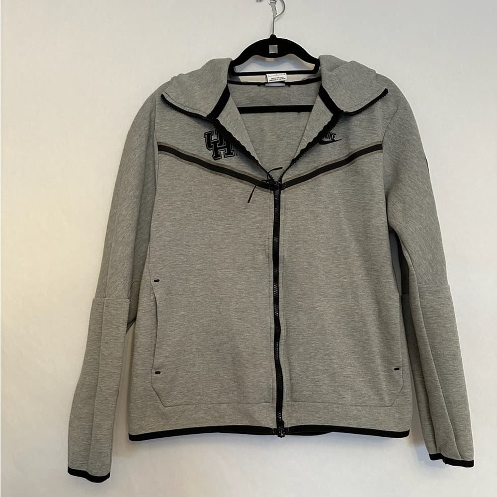 Nike Tech University of Houston Team Issue Gray Zip Hoodie UH NCAA Logo Large