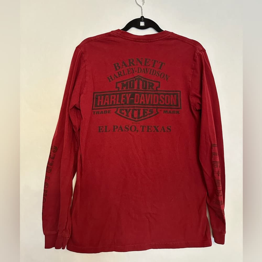 Harley-Davidson Legendary Motorcycles Long Sleeve Shirt Deep Red Y2K Size Medium