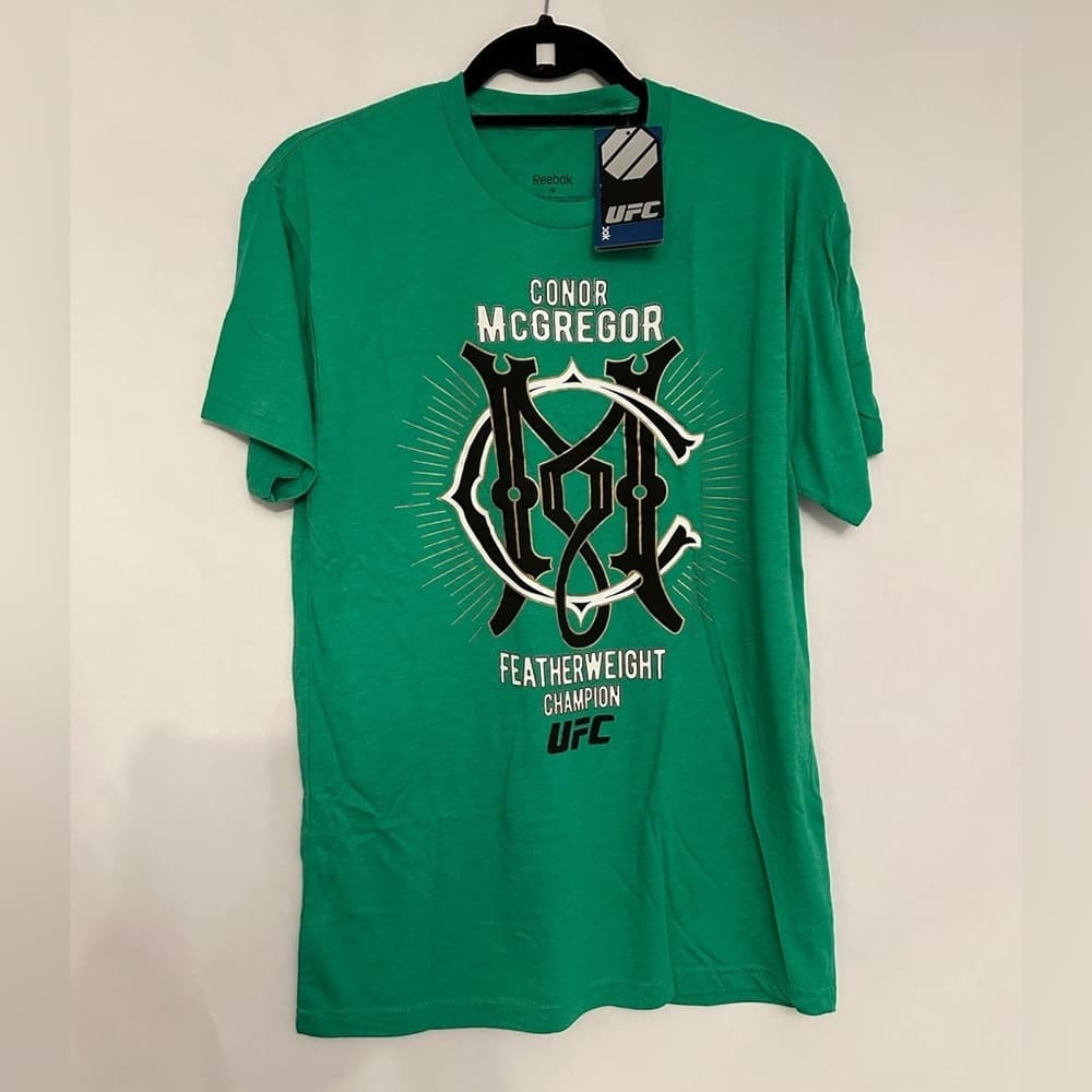 NWT Conor McGregor UFC Reebok Featherweight Champion T-Shirt Green Medium 2017