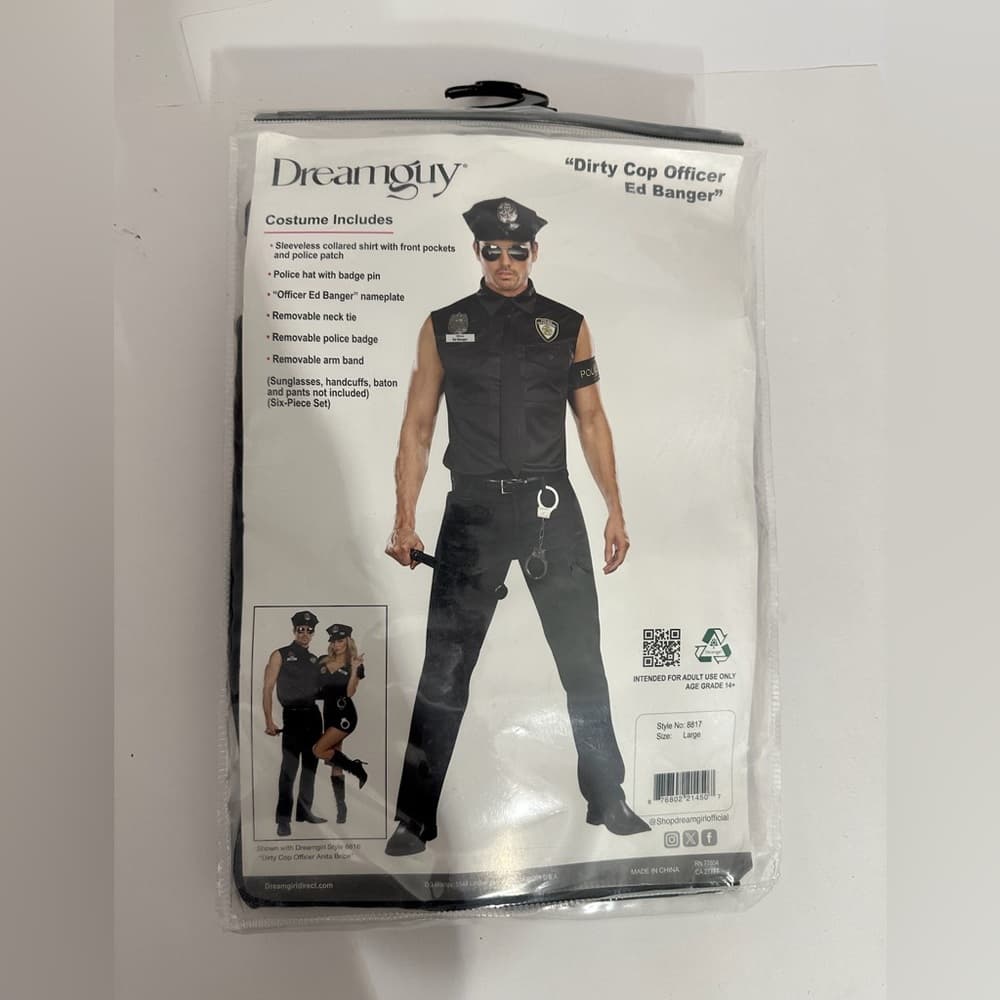NEW Dreamgirl Dirty Cop Police Officer Ed Banger Costume Size Large Halloween