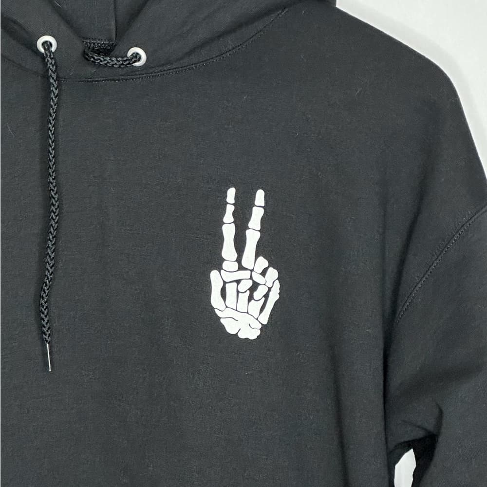 Artist Union Clothing Co. Skeleton Peace Sign Hoodie Pullover Sweatshirt Large