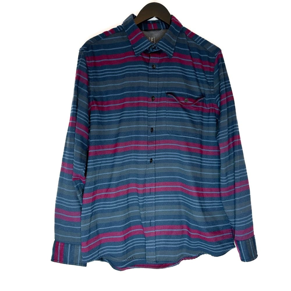 George Blue & Multicolor Stripe Button Down Shirt Size Large (42–44) Grunge