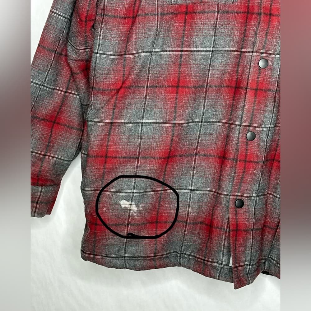 Rugged Elements Red Gray Plaid Snap Front Shirt Jacket Shacket XL SEE NOTE