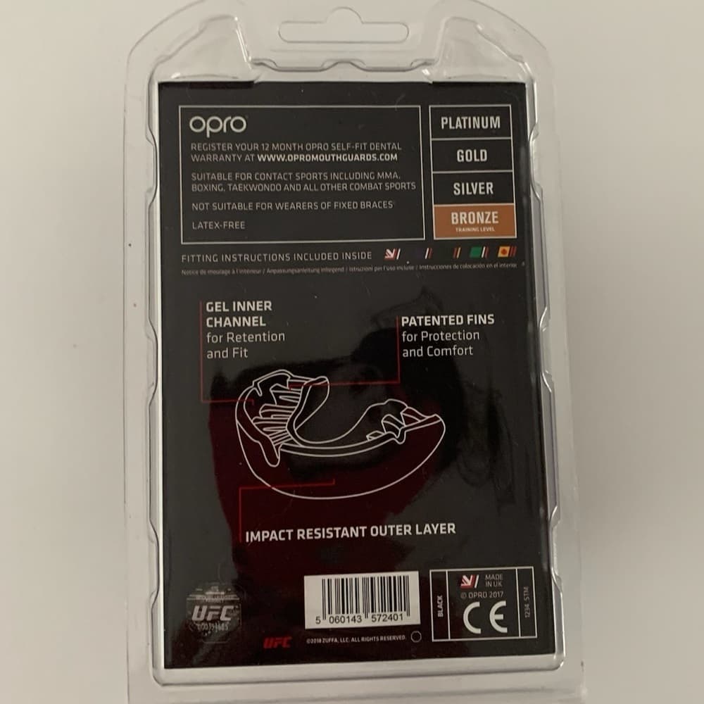 UFC Opro Training Level Mouthguard Youth Bronze Impact Resistant Self Fit w Case